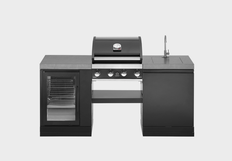 GrandPro Outdoor Kitchen with 4 Burner BBQ, Fridge and Sink - 1.9m