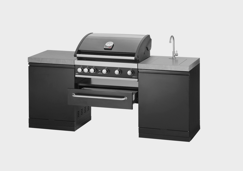 GrandPro Outdoor Kitchen with 5 Burner BBQ, and Sink - 2m