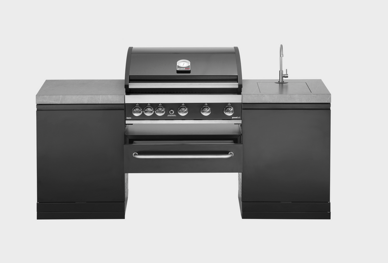 GrandPro Outdoor Kitchen with 5 Burner BBQ, and Sink - 2m