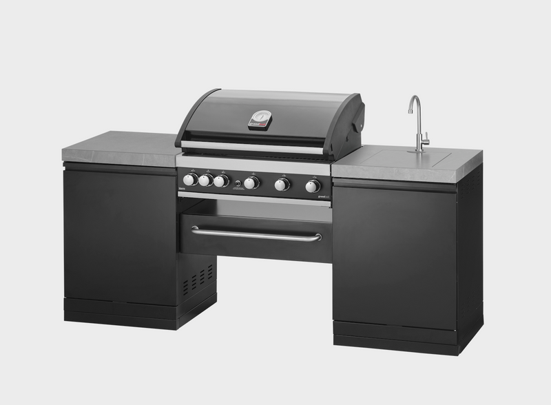 GrandPro Outdoor Kitchen with 5 Burner BBQ, and Sink - 2m