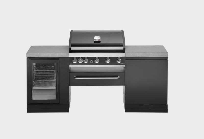 GrandPro Outdoor Kitchen with 5 Burner BBQ, and Fridge - 2m