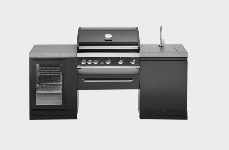 GrandPro Outdoor Kitchen with 5 Burner BBQ, Fridge and Sink - 2m
