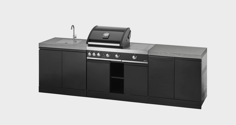 GrandPro Outdoor Kitchen with 3 Burner BBQ, Side Burner and Sink - 2.9m