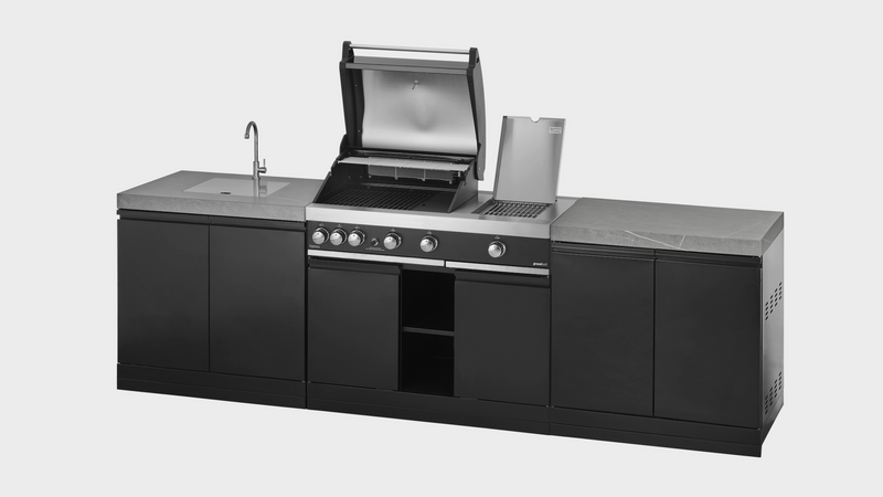 GrandPro Outdoor Kitchen with 3 Burner BBQ, Side Burner and Sink - 2.9m
