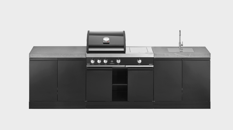 GrandPro Outdoor Kitchen with 3 Burner BBQ, Side Burner and Sink - 2.9m