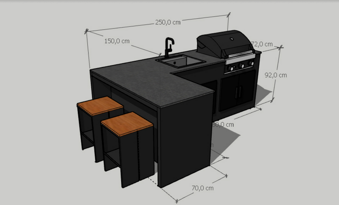 Outdoor Kitchen L Shape Maxim G5 + Premium Cover 2.5M X 1.5M