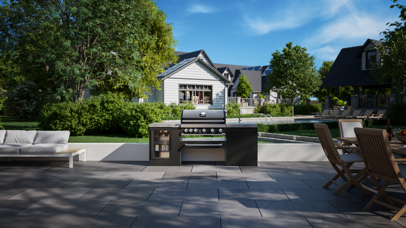 GrandPro Outdoor Kitchen with 5 Burner BBQ, Fridge and Sink - 2m