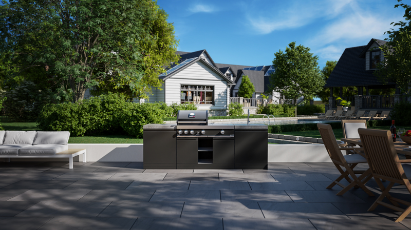 GrandPro Outdoor Kitchen with 3 Burner BBQ, Side Burner, and Sink - 2.3m