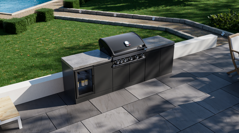 GrandPro Outdoor Kitchen with 5 Burner BBQ, and Fridge - 2.6m