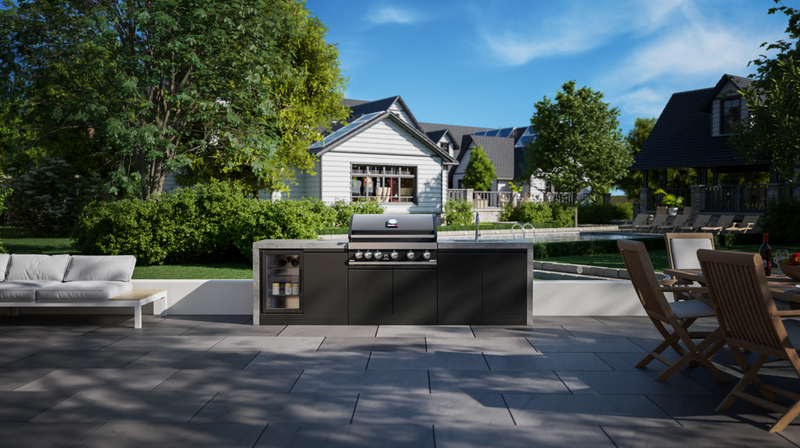 GrandPro Outdoor Kitchen with 5 Burner BBQ, Fridge, Sink and WaterFall - 2.8m