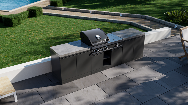GrandPro Outdoor Kitchen with 3 Burner BBQ, and Side Burner - 2.9m