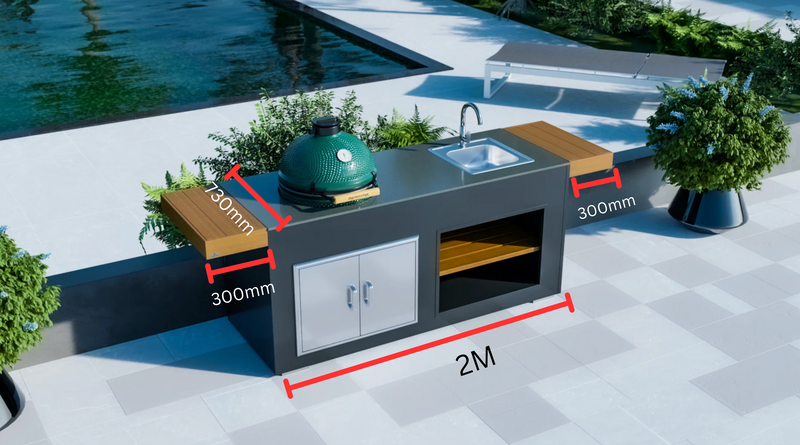 Grillandia Outdoor Kitchen Bastard Kamado Grill and Weather Cover - 2M