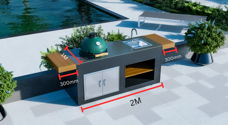 Grillandia Outdoor Kitchen XL Green Egg and Weather Cover - 2M