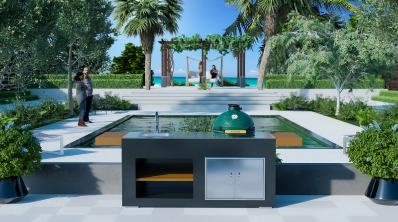 Grillandia Outdoor Kitchen Large Green Egg, Sink and Weather Cover - 2M - R