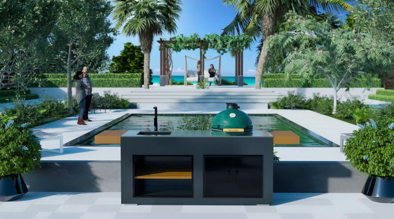 Grillandia Outdoor Kitchen Large Green Egg, Sink and Weather Cover - 2M - R