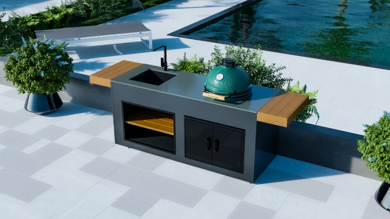 Outdoor Kitchen Large Green egg + Sink + Premium Cover - 2M - R
