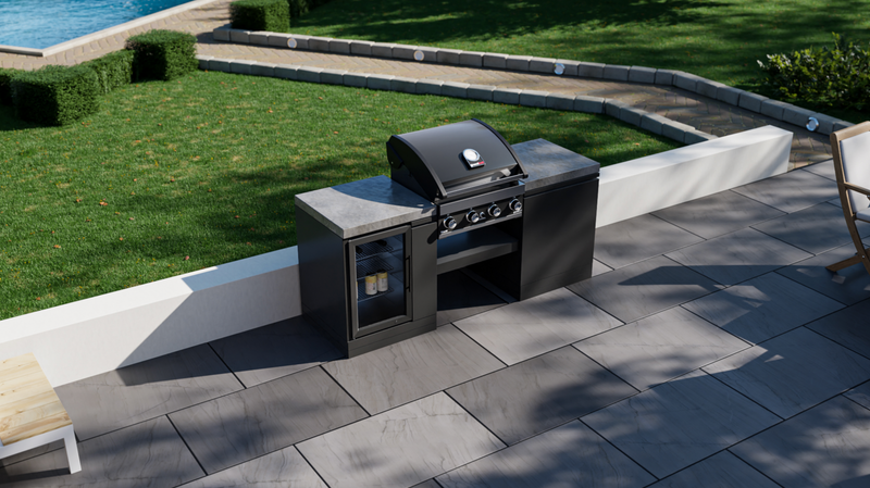 GrandPro Outdoor Kitchen with 4 Burner BBQ, and Fridge - 1.9m