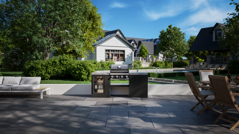 GrandPro Outdoor Kitchen with 4 Burner BBQ, Fridge and Sink - 1.9m