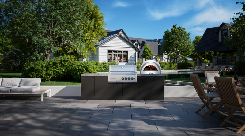 GrandPro Outdoor Kitchen with CrossRay 4-Burner BBQ, and Delivita Pizza Oven - 2.8m