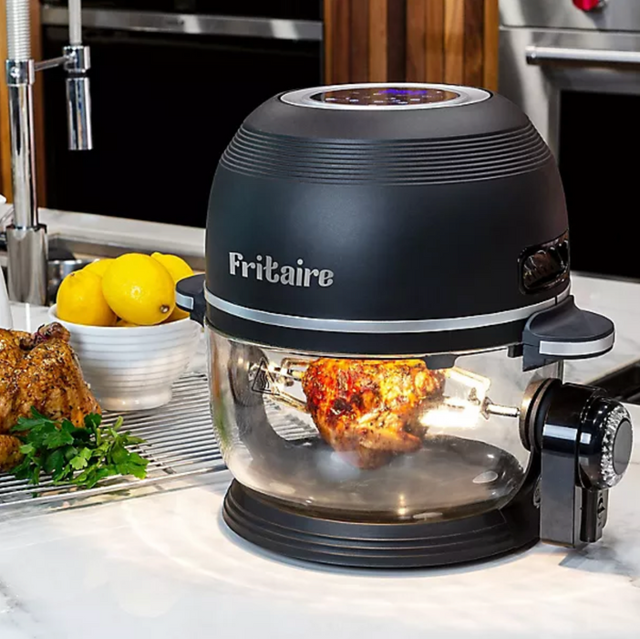 Fritaire - Orange Air Fryer, Non-Toxic AirFryer for 3-5 people with 360 Visibility, Easy Self-Cleaning, Teflon & BPA-Free, Vortex for Even Cooking, Rotisserie, Roast, Bake, Dehydrate.