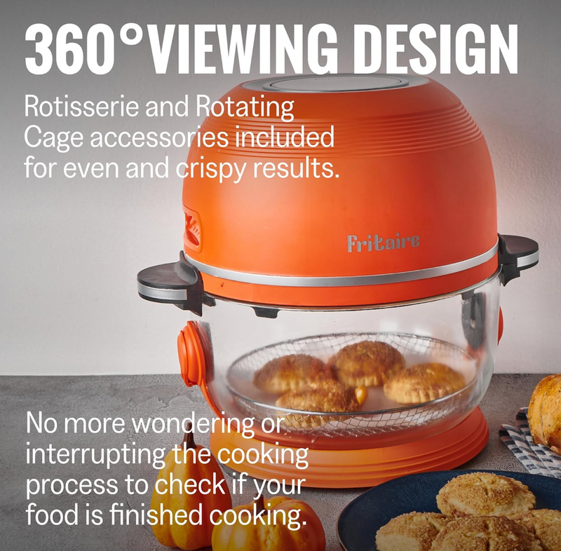 Fritaire - Black Air Fryer, Non-Toxic AirFryer for 3-5 people with 360 Visibility