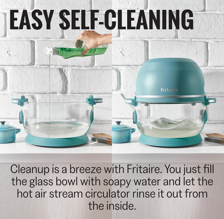 Fritaire - Orange Air Fryer, Non-Toxic AirFryer for 3-5 people with 360 Visibility, Easy Self-Cleaning, Teflon & BPA-Free, Vortex for Even Cooking, Rotisserie, Roast, Bake, Dehydrate.