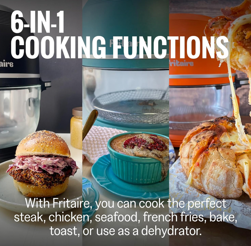 Fritaire - Orange Air Fryer, Non-Toxic AirFryer for 3-5 people with 360 Visibility