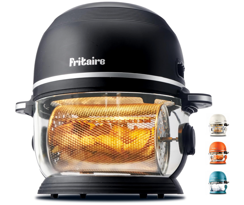 Fritaire - Orange Air Fryer, Non-Toxic AirFryer for 3-5 people with 360 Visibility, Easy Self-Cleaning, Teflon & BPA-Free, Vortex for Even Cooking, Rotisserie, Roast, Bake, Dehydrate.