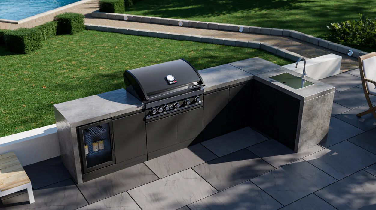 Ribolla Detached Terrace Canopy Grey - 406x400 & GrandPro Outdoor Kitchen L- Shape 3.4M x 1.5M