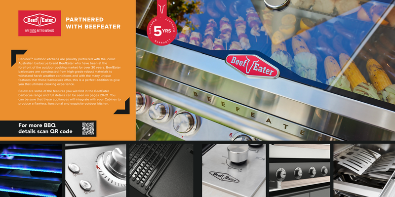 Cabinex Premium Outdoor Kitchen With Beefeater 7000 Classic 4 Burner with fridge and Sink + Green Egg and Base