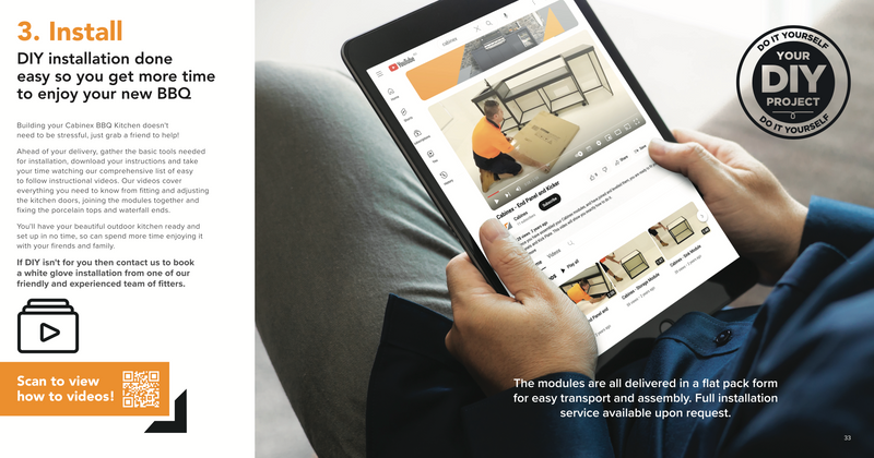 Cabinex Premium Outdoor Kitchen With Beefeater 7000 Classic 4 Burner with fridge and Sink + Green Egg and Base