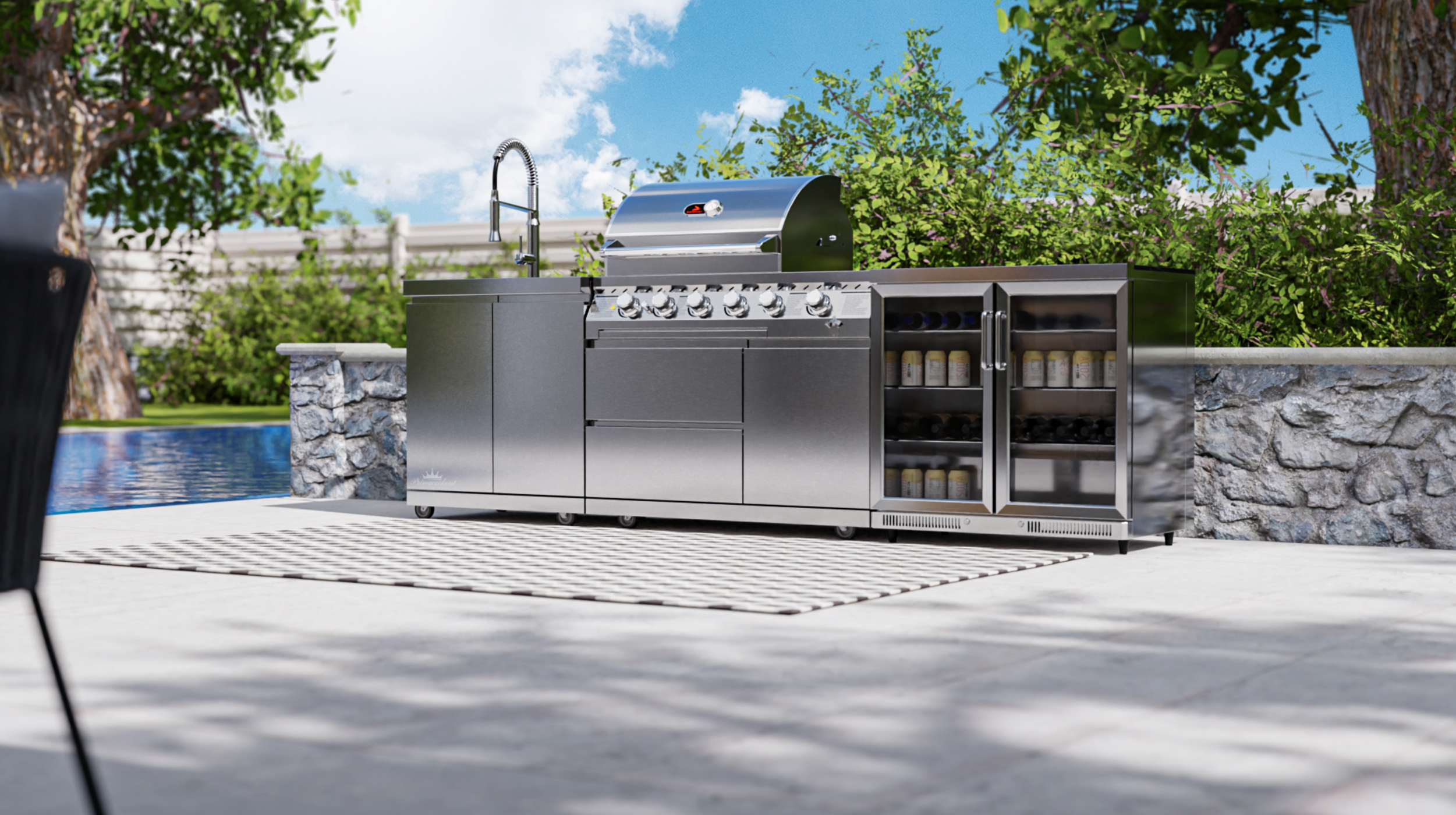 Whistler Cirencester Outdoor Kitchen 4 Burner BBQ, Fridge, and Sink