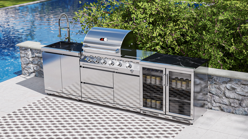 Whistler Outdoor Kitchen 4 Burner BBQ, Fridge, and Sink | 2.9Meters