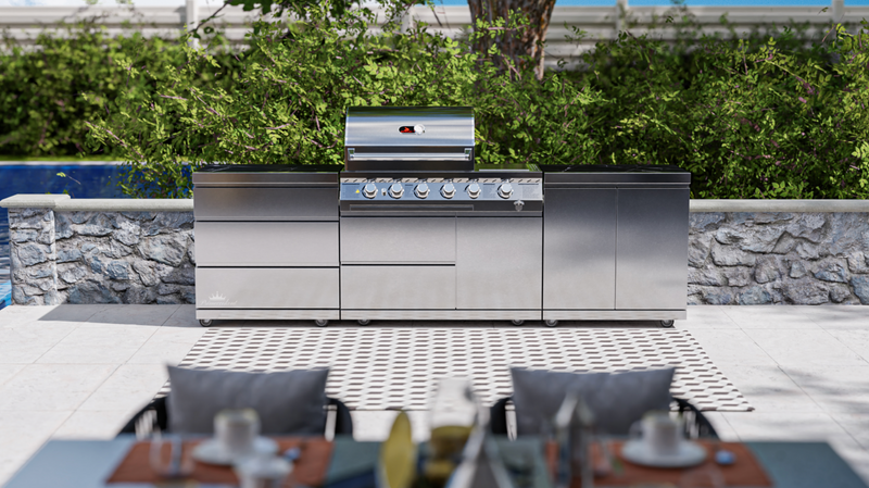 Whistler Outdoor Kitchen 4 Burner BBQ, Double Doors and Triple Drawers