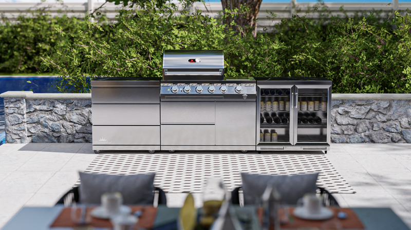 Whistler Outdoor Kitchen 4 Burner BBQ, Fridge and Triple Drawer