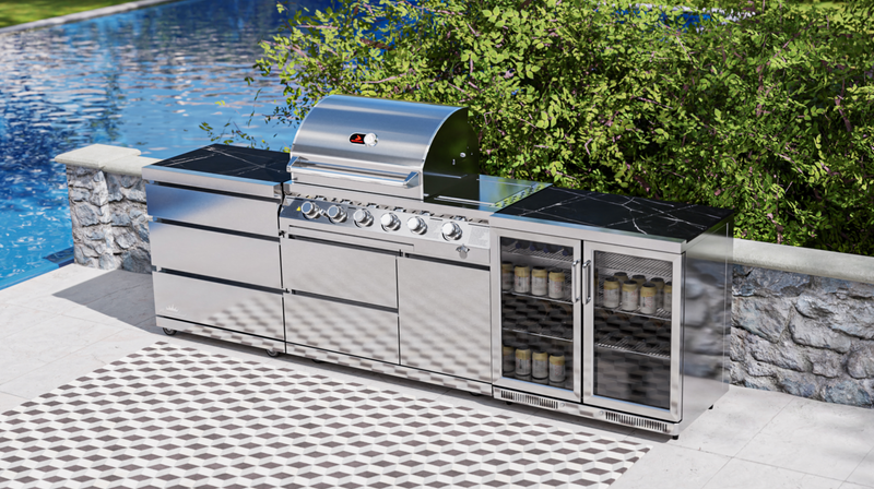 Whistler Outdoor Kitchen 4 Burner BBQ, Fridge and Triple Drawer