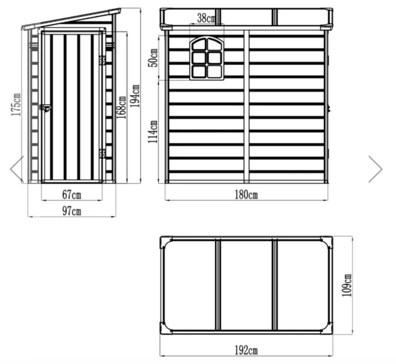 Jasmine Lean-To Pent Plastic Shed Light Grey 5x8FT