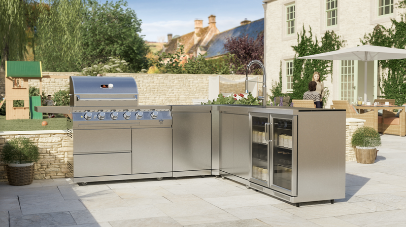Whistler Outdoor Kitchen 4 Burner BBQ, Sink and Fridge | Marlborough | 3Meters x 2.4 Meters