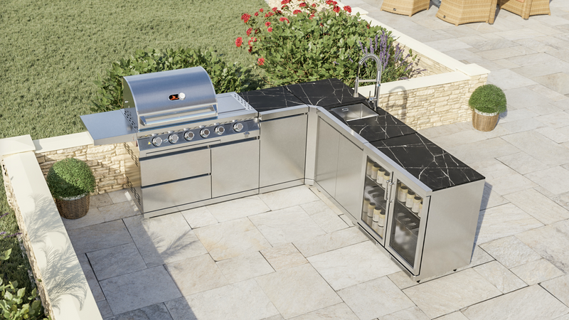 Whistler Outdoor Kitchen 4 Burner BBQ, Sink and Fridge | Marlborough | 3Meters x 2.4 Meters