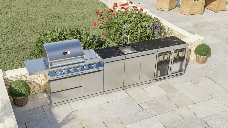 Whistler Outdoor Kitchen 4 Burner BBQ, Sink and Fridge | Oaksey | 2.7Meters