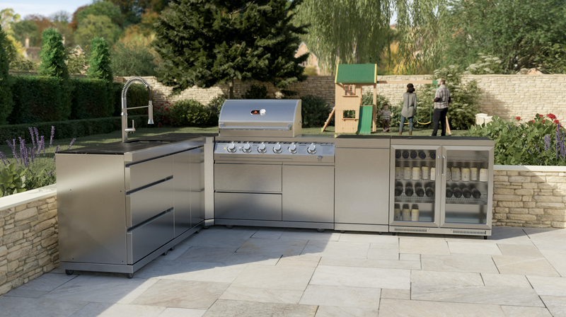 Whistler Outdoor Kitchen 4 Burner BBQ, Sink and Fridge | Stroud | 2.3 x 3.2Meters
