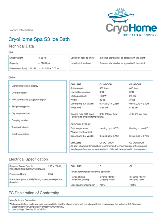 CET CryoHome S3 Ice Bath | 1-2 People