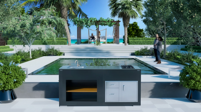 Grillandia Outdoor kitchen Sink, and 2 Burner Hob | 2m