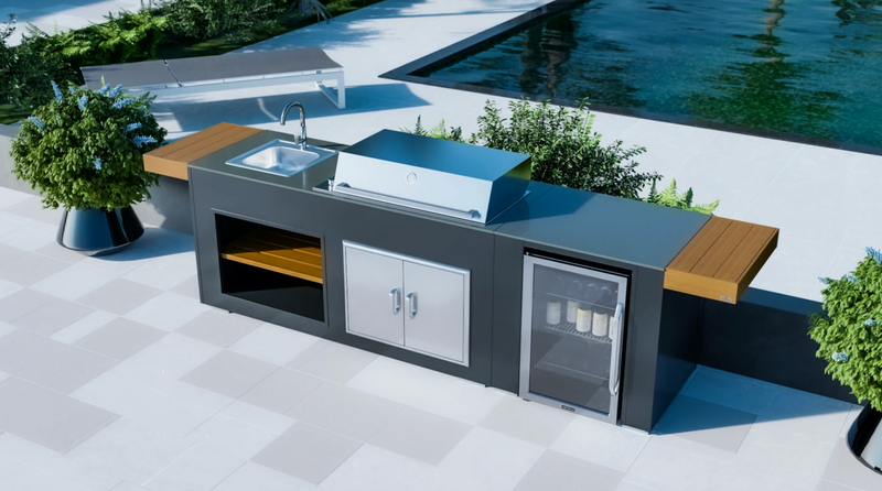 Grillandia Outdoor Kitchen Beefeater Proline Roaster, Fridge, and Nano Sink | 2.7M L