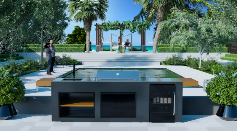 Grillandia Outdoor Kitchen Beefeater Proline Roaster, Fridge, and Nano Sink | 2.7M L