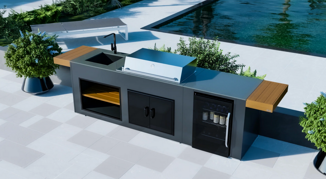 Outdoor Kitchen Fridge + BeefEater Proline + Nano Sink + Premium Cover - 2.5M L