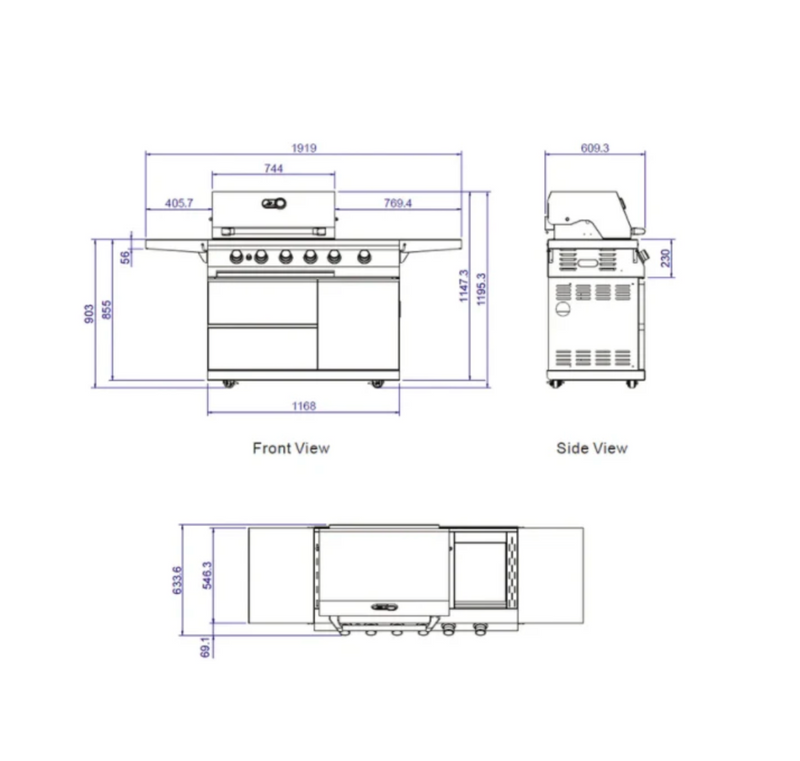 Whistler Outdoor Kitchen 4 Burner BBQ, Sink and Fridge | Cambridge | 3.8Meters
