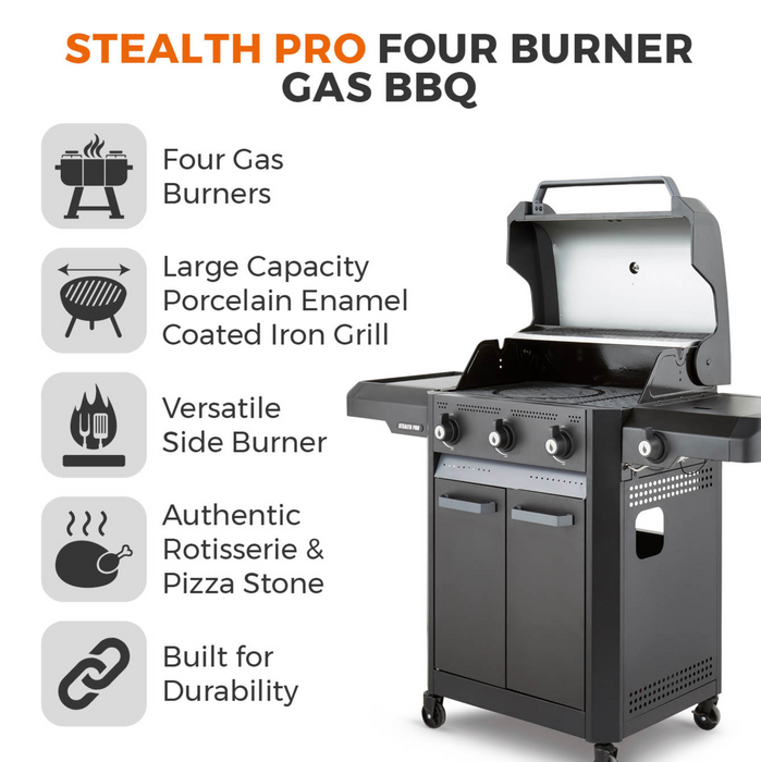 Stealth Pro Four Burner BBQ w/ Rotisserie