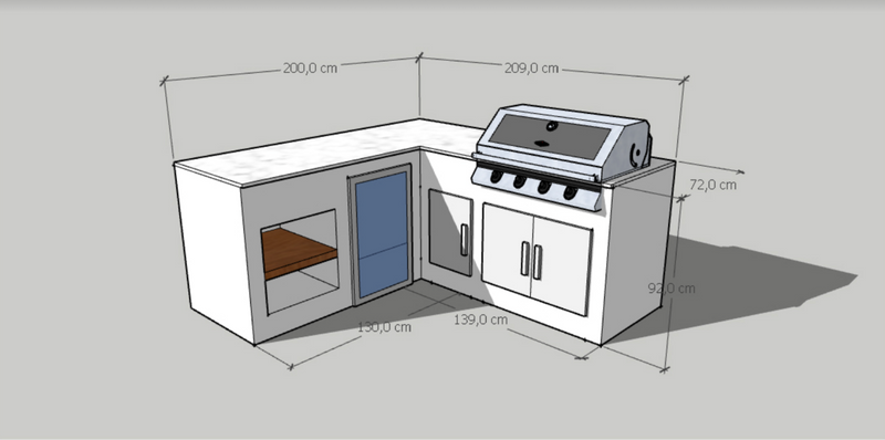 Grillandia White Outdoor Kitchen Paired with Beefeater 1600 4 Burner | 2.1M X 2M