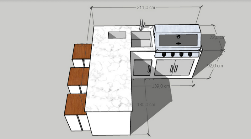 Grillandia White Outdoor Kitchen Paired with Beefeater 1600 4 Burner | 2.1M X 2M